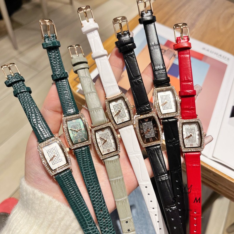 阿瑪尼Armani女士皮帶款方形手錶1